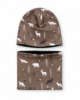 Dvouvrstvý bavlněný set – čepička + nákrčník 49-51 cm
